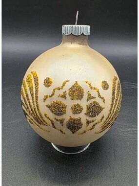 Vintage Stenciled Mica Mercury Glass Shiny Brite Christmas Ornament